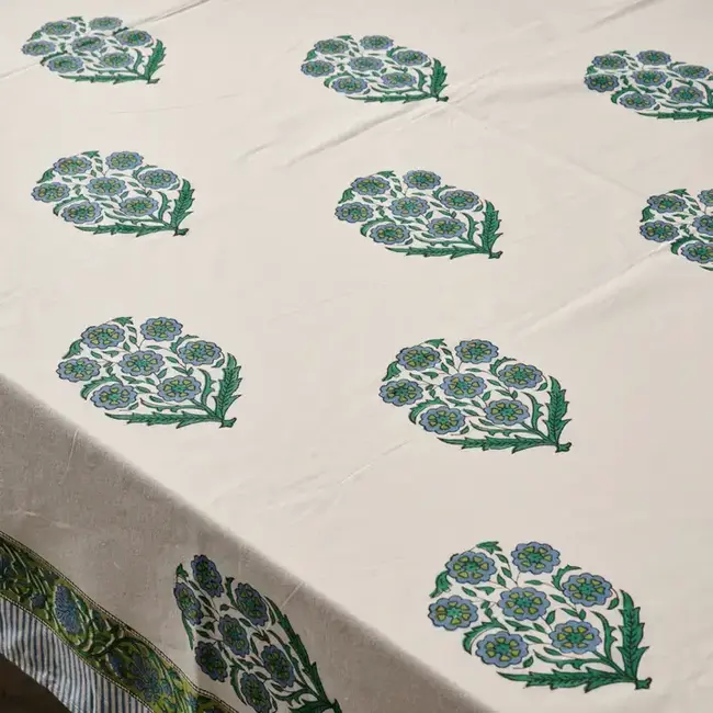 Tablecloth - Devika Floral + Stripe Block Print