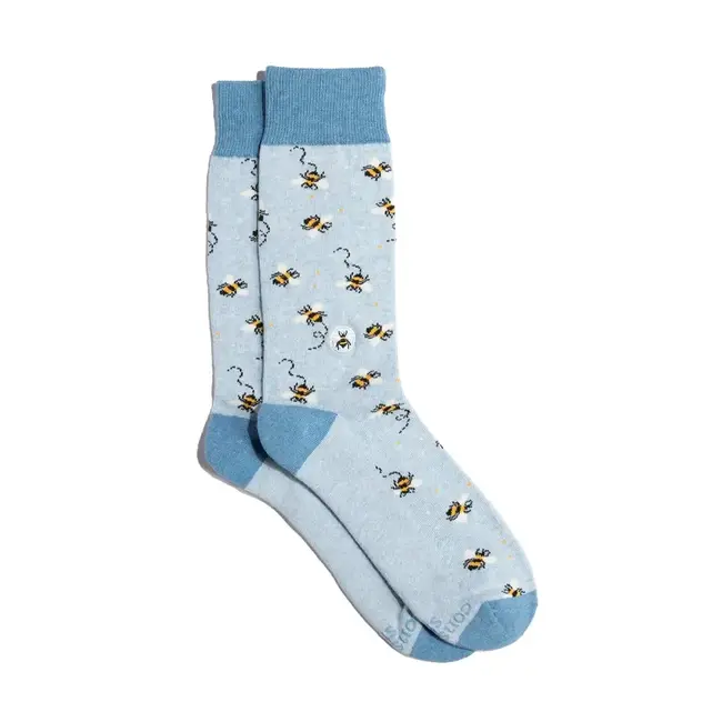 Conscious Step Crew Socks that Protect Bees - Sky Blue