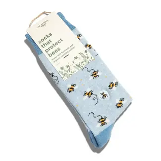 India Conscious Step Crew Socks that Protect Bees - Sky Blue