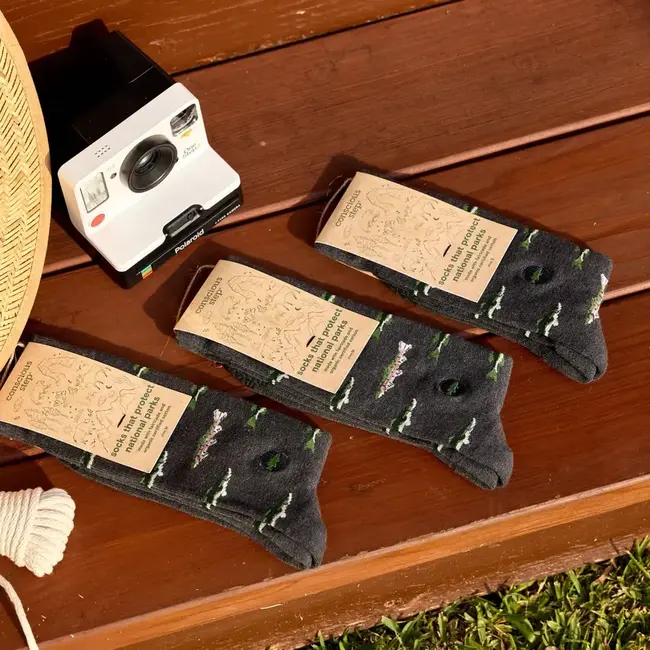 Conscious Step Socks that Protect National Parks - Gray Fish