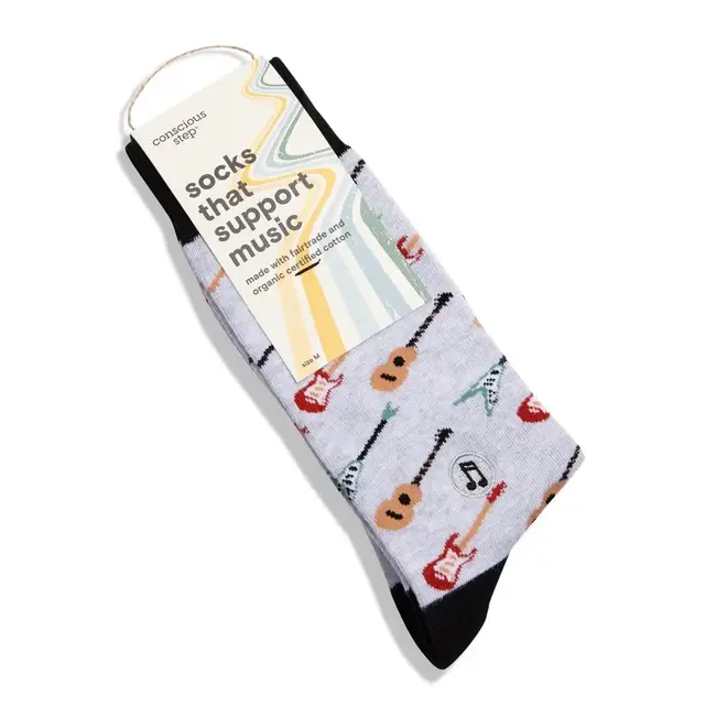 Conscious Step Socks that Support Music - Gray Guitars