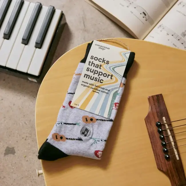 Conscious Step Socks that Support Music - Gray Guitars