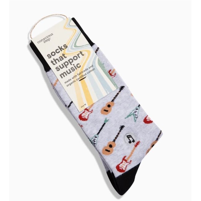 Conscious Step Socks that Support Music - Gray Guitars