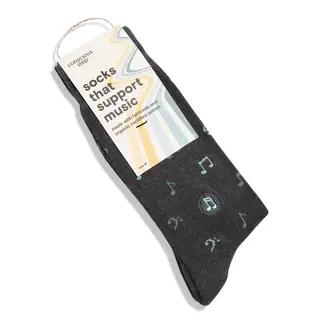 India Conscious Step Socks that Support Music - Gray Music Notes