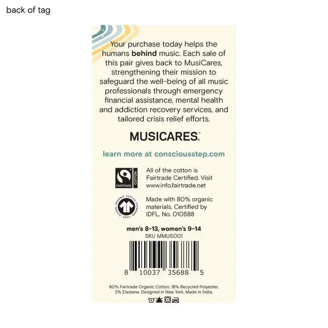 Conscious Step Socks that Support Music - Gray Music Notes