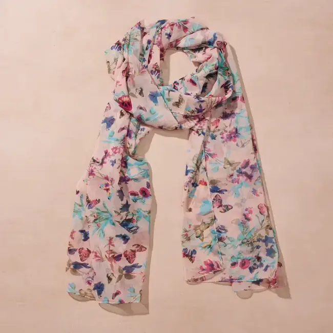 Scarf - Komal Floral & Butterfly Chiffon