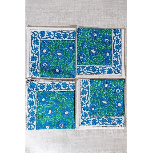 Sage & Blue Block Print Napkin