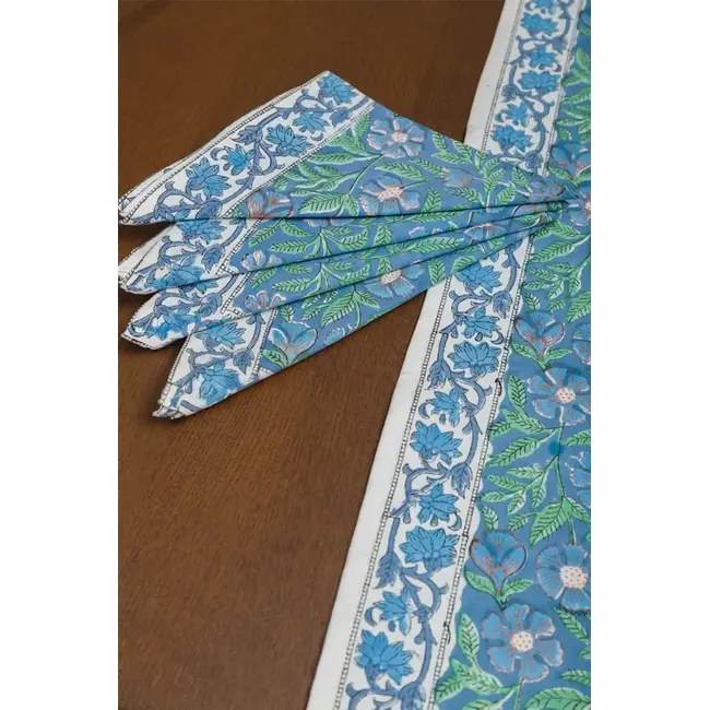 Sage & Blue Block Print Napkin