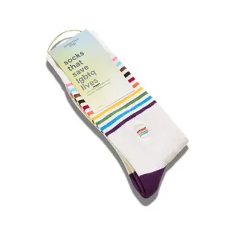India Conscious Step Socks that Save LGBTQ Lives - Beige Pride Flag