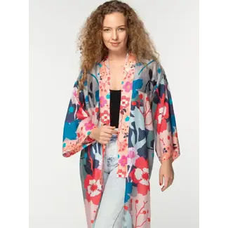 India Kimono - Cupro Malini Silver Multi Floral