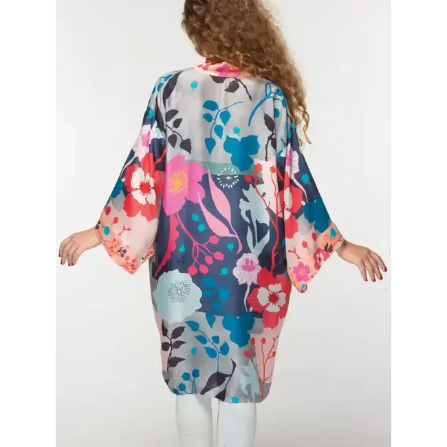 Kimono - Cupro Malini Silver Multi Floral