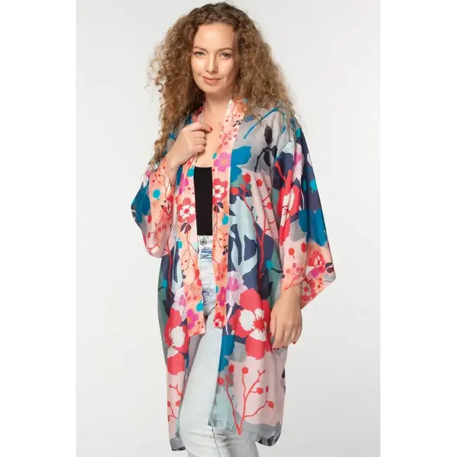 Kimono - Cupro Malini Silver Multi Floral