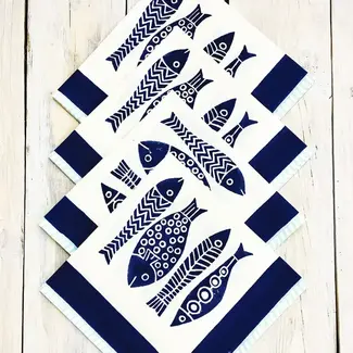India Napkin - Fish Block Print