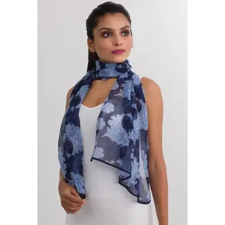 India Scarf - Cupro Sahila Navy Paisley