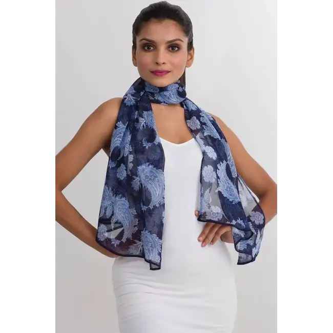 Scarf - Cupro Sahila Navy Paisley