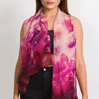 India Scarf - Cupro Sahila Purple & Fuchsia Watercolour