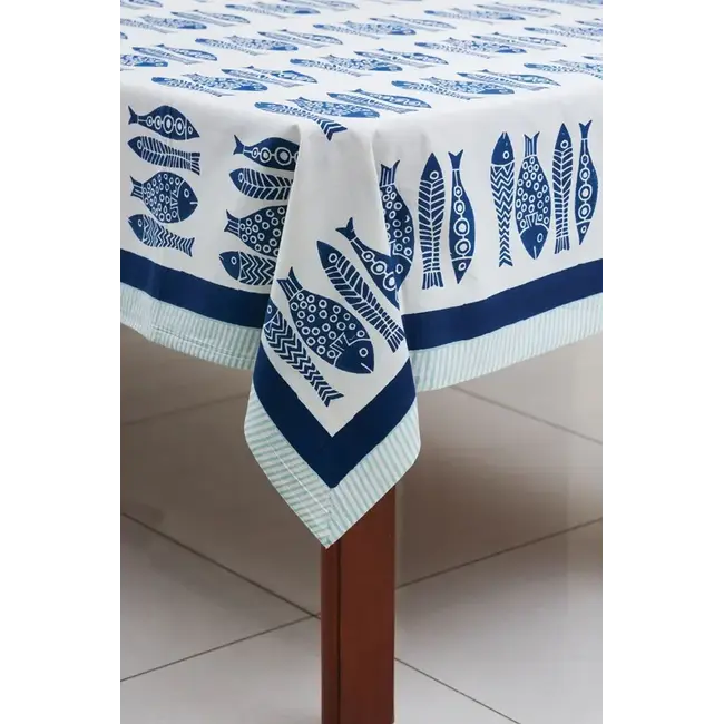 Tablecloth - Fish Block Print (60x90)