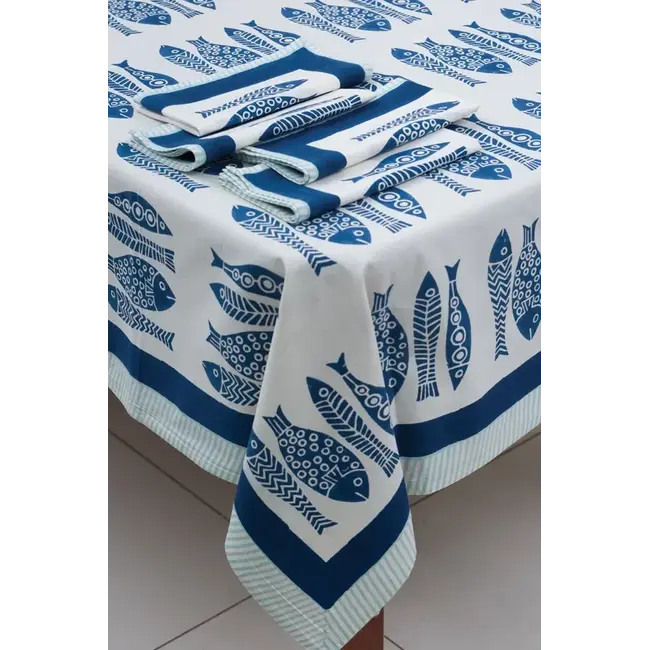 Tablecloth - Fish Block Print (60x90)