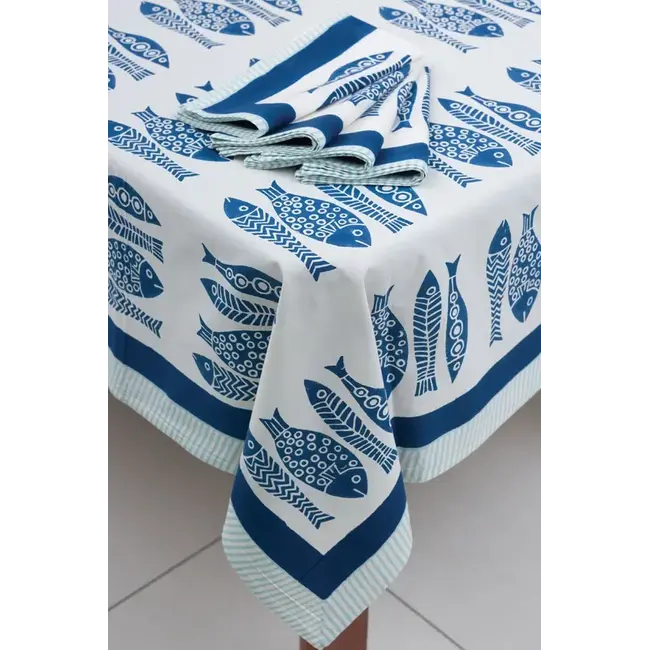 Tablecloth - Fish Block Print (60x90)