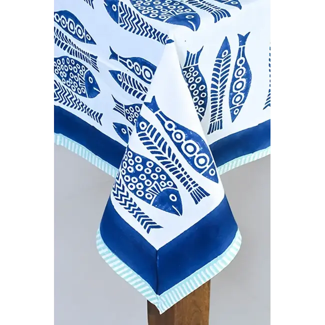 Tablecloth - Fish Block Print (60x90)