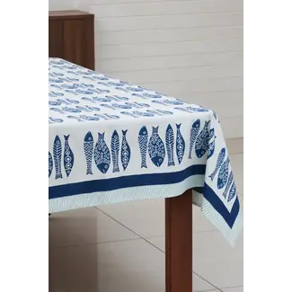 India Tablecloth - Fish Block Print (60x90)