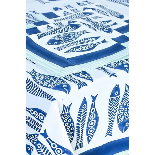 Tablecloth - Fish Block Print (60x90)