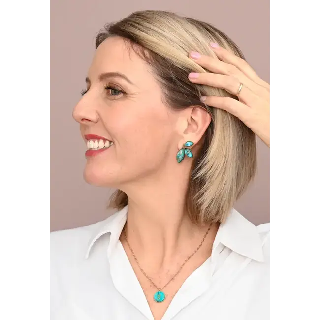 Coastal Leaf Emperor Stone Earrings