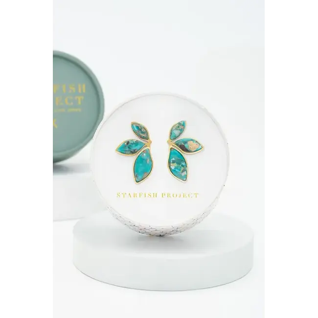 Coastal Leaf Emperor Stone Earrings
