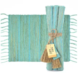 Indonesia Placemat - Vetiver Aqua Stripe