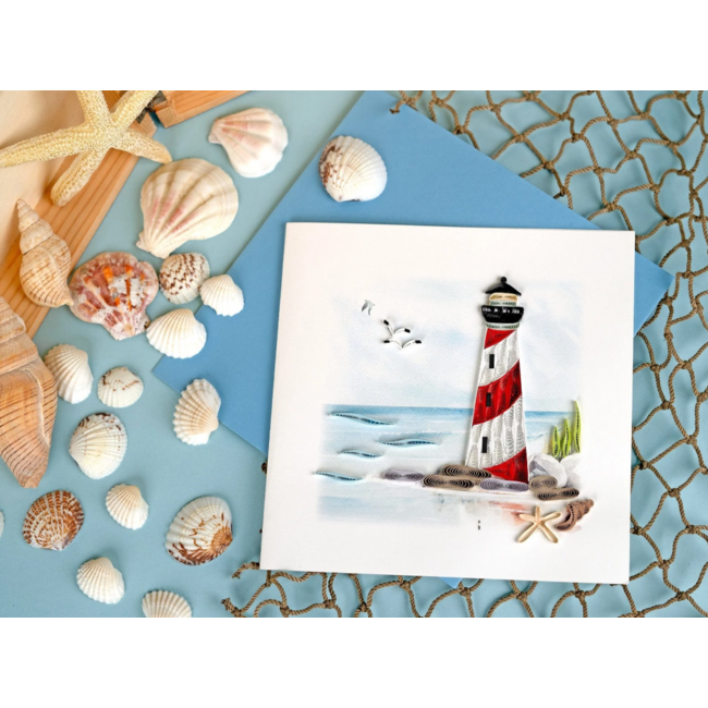 Quilling Card - Red & White Lighthouse