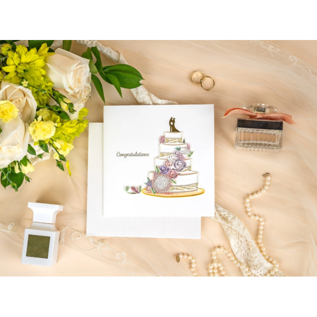 Quilling Card - Floral Wedding Cake