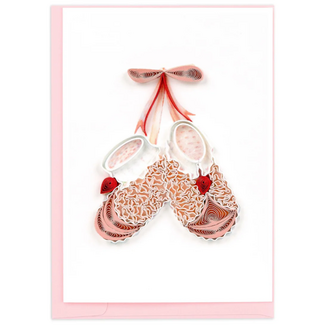 Vietnam Quilling Card Mini - Pink Baby Booties