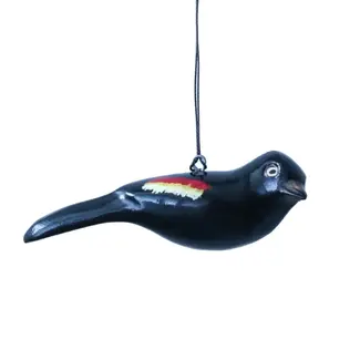 Kenya Ornament - Wood Bird Red-Winged Blackbird