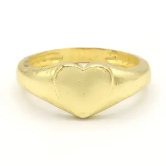 India Ring Adjustable - Gold- Plated Brass Heart