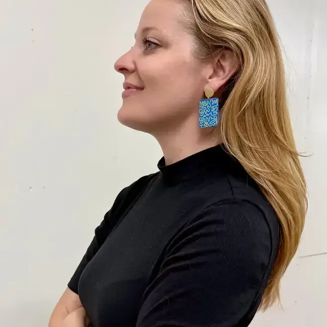 Earrings - Screen-Printed Brass
