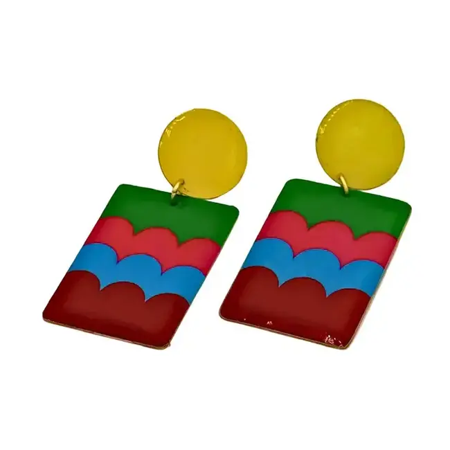Earrings - Screen-Printed Brass