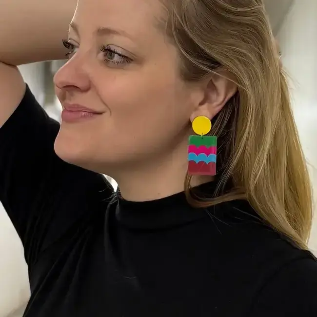 Earrings - Screen-Printed Brass