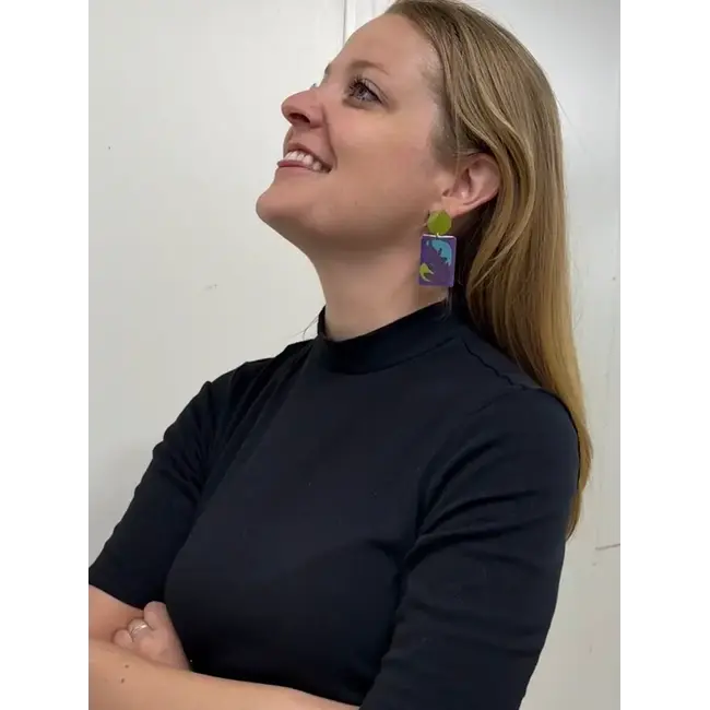 Earrings - Screen-Printed Brass