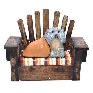 Indonesia Wood Sculpture - Dog on Bench