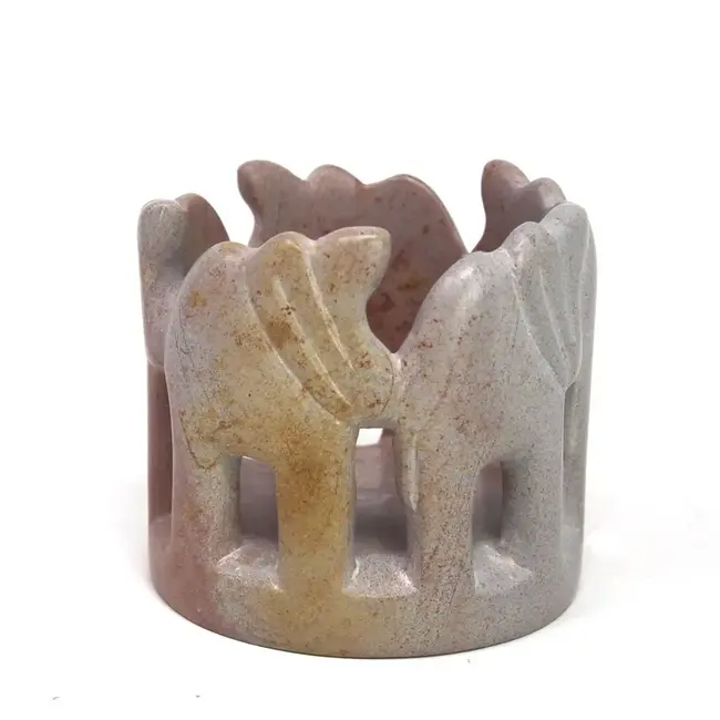 Sculpture - Soapstone Circle of Elephants