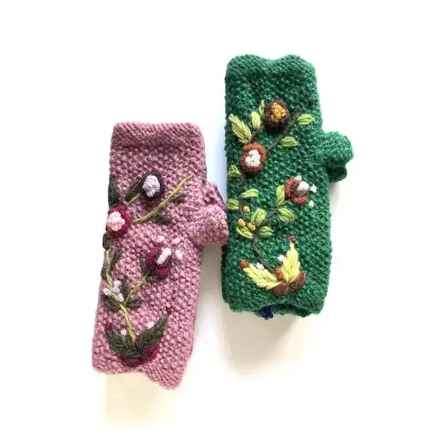 Gloves Fingerless - Embroidered Floral