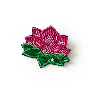 India Bala Mani Beaded Brooch Pin -  Lotus