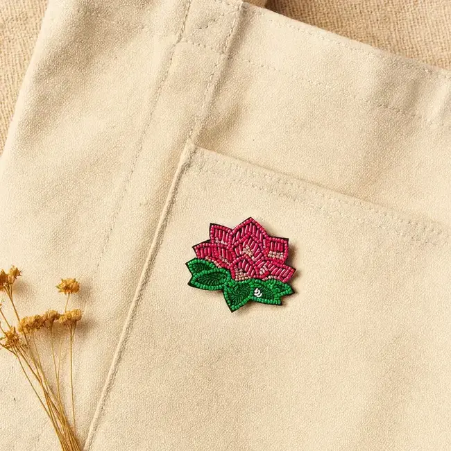 Bala Mani Beaded Brooch Pin -  Lotus