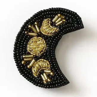 India Bala Mani Beaded Brooch Pin - Moon