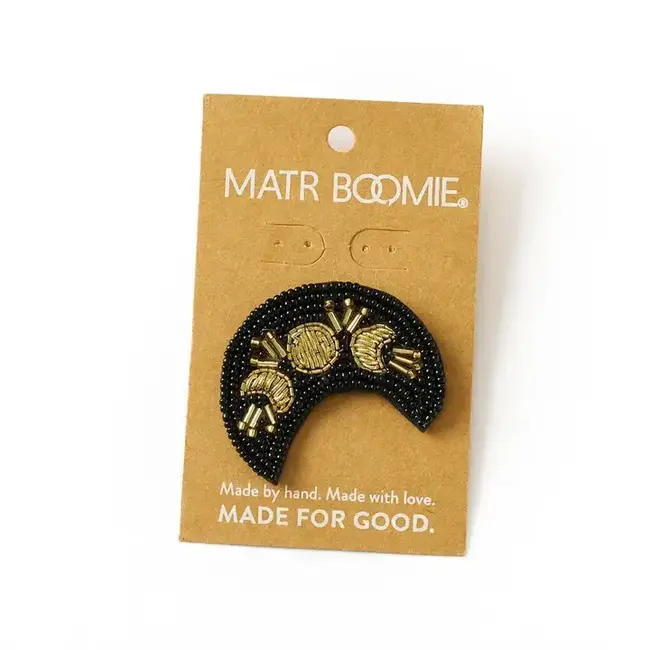 Bala Mani Beaded Brooch Pin - Moon