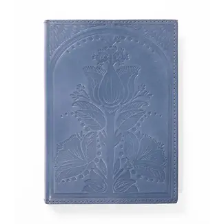 India Leather Journal Refillable - Embossed Blue Floral (5x7)