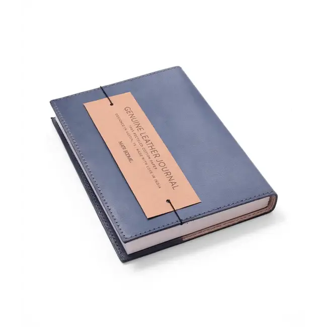 Leather Journal Refillable - Embossed Blue Floral (5x7)