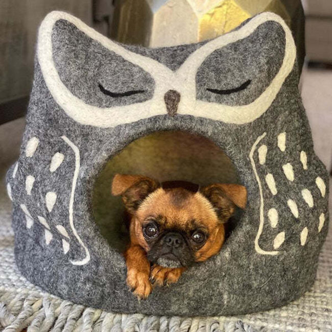 Cat Cave - Felt Grey Owl