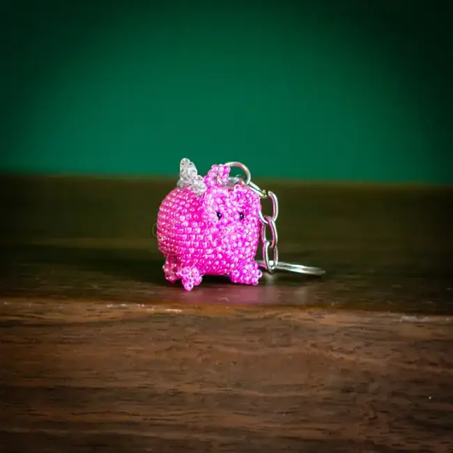 Keychain - Beaded Flying Pig