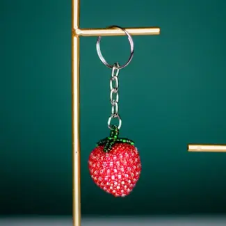 Guatemala Keychain- Beaded Strawberry